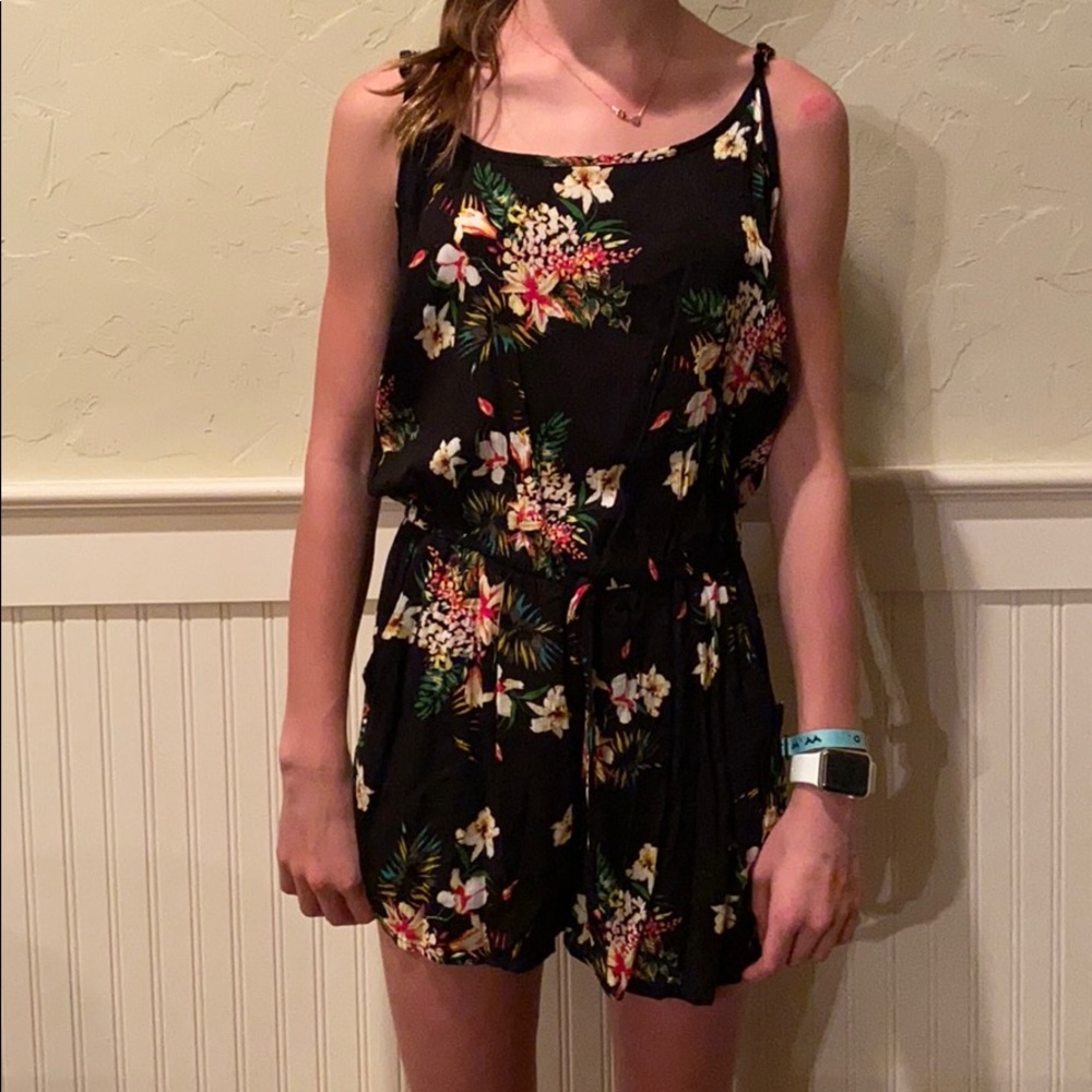Floral black romper